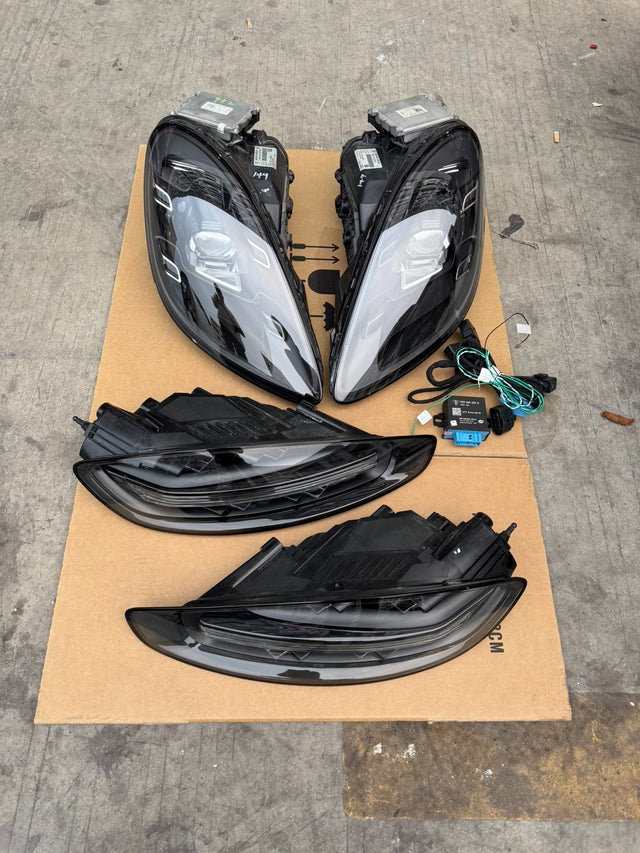Porsche 718 Cayman/Boxster (982) OEM LED Matrix Headlight Assemblies + Smoked Taillights (2016–2021) w/ Harness image 1